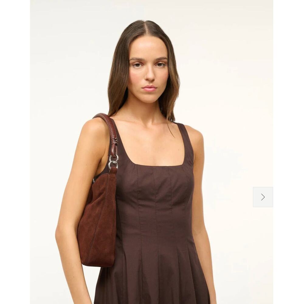 STAUD MEL BAG | MAHOGANY SUEDE SHOULDER BAG, Brand New - Picture 5 of 11